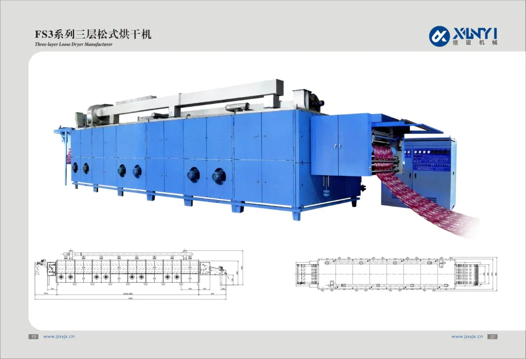 Three-Layer Tensionless Textile Fabric Drying Machine for Knit Fabrics and Woven Fabrics